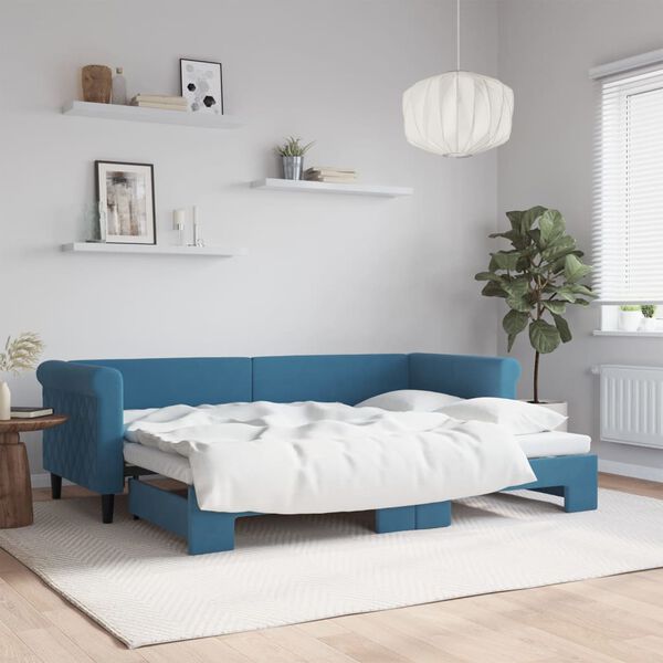 vidaXL Tagesbett Ausziehbar Blau 80x200 cm Samt