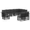 vidaXL Outdoor-Sofagarnitur 10 stk. Schwarz und Dunkelgrau Polyester