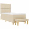 vidaXL Boxspringbett mit Matratze Creme 100 x 200 cm Stoff
