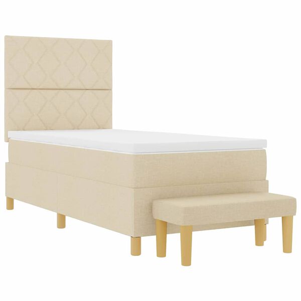 vidaXL Boxspringbett mit Matratze Creme 100 x 200 cm Stoff