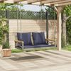 vidaXL H&auml;ngebank mit Kissen Grau 109x62x40 cm Poly Rattan