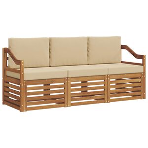 vidaXL Sofagarnituren 3 Stk. Natur und Beige Massivholz Akazie
