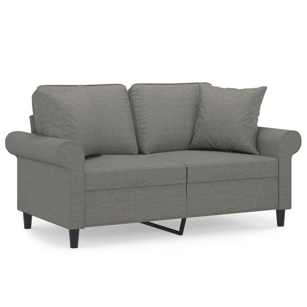 vidaXL 2-Sitzer-Sofa mit Kissen Dunkelgrau 120 cm Stoff