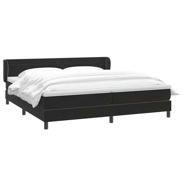 vidaXL Boxspringbett mit Matratzen Schwarz 200x210 cm Samt