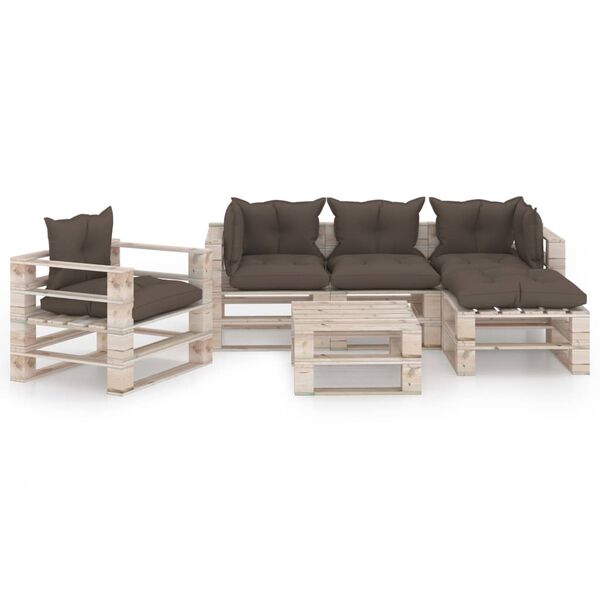 vidaXL 6-tlg. Garten-Lounge-Set aus Paletten mit Kissen Kiefernholz