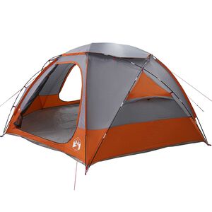vidaXL Kuppelzelt mit abnehmbarem Regenfly Grau und Orange 12-Personen