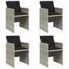 vidaXL Gartenst&uuml;hle mit Kissen 4 Stk. Hellgrau Poly Rattan