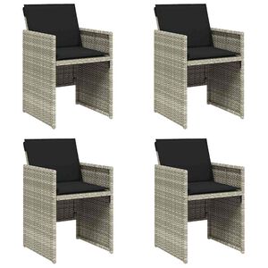 vidaXL Gartenst&uuml;hle mit Kissen 4 Stk. Hellgrau Poly Rattan