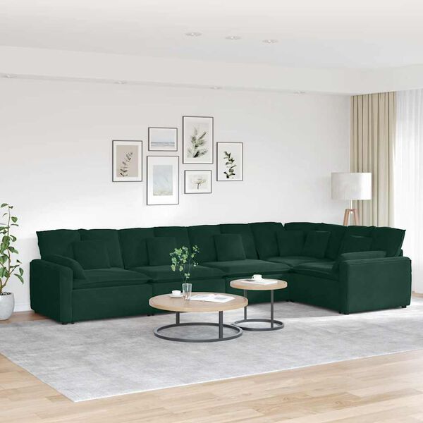 vidaXL Modulares Sofa mit Kissen Samt Dunkelgr&uuml;n