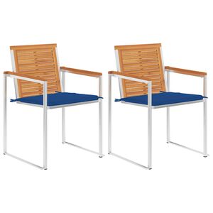 vidaXL Gartenst&uuml;hle mit Kissen 2 Stk. Massivholz Akazie und Stahl