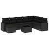 vidaXL 9-tlg. Garten-Sofagarnitur mit Kissen Schwarz Poly Rattan