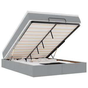 vidaXL Ottoman-Bett mit Matratze Hellgrau 140x200 cm Stoff