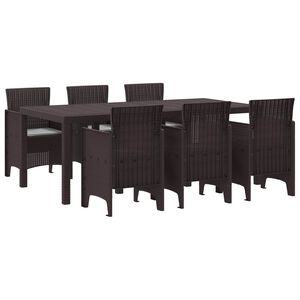 vidaXL Garten Essgruppe 7 pcs Braun Polt Rattan