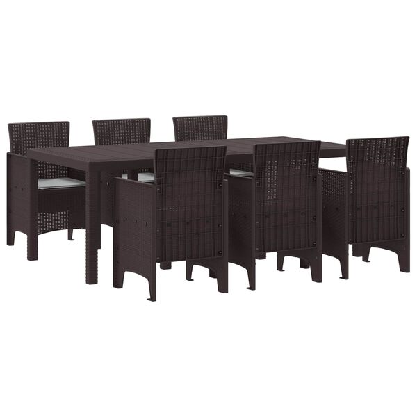 vidaXL Garten Essgruppe 7 pcs Braun Polt Rattan