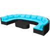 vidaXL Rundes Sofaset 11 pcs Blau Poly-Rattan