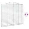 vidaXL Gabionen mit Hochbogen 5 Stk. 200x30x180/200cm Verzinktes Eisen