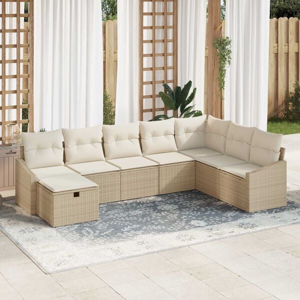 vidaXL Garten-Sofa-Set 8 pcs Beige 55 x 62 x 69 cm Poly Rattan