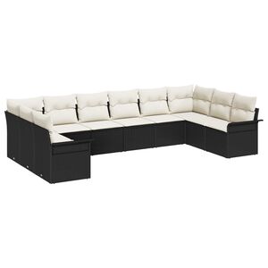 vidaXL Gartensofa-set mit Kissen 10 pcs Schwarz Poly-Rattan