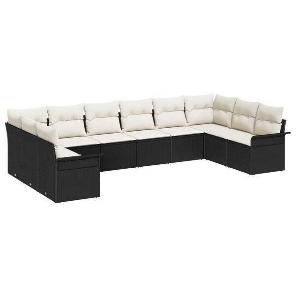 vidaXL Gartensofa-set mit Kissen 10 pcs Schwarz Poly-Rattan