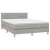 vidaXL Boxspringbett mit Matratze & LED Hellgrau 140x190 cm Stoff