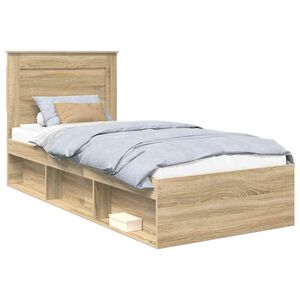 vidaXL Bettrahmen Uni Sonoma-Eiche 75 x 190 cm Massives Kiefernholz