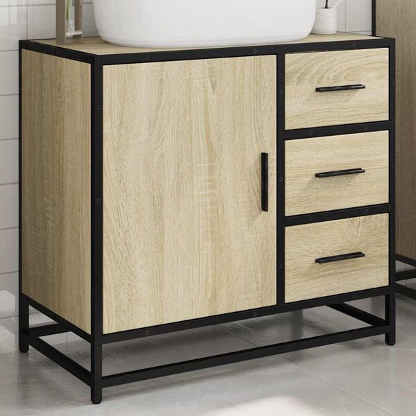 vidaXL Badschrank Sonoma-Eiche 65x33x60 cm Holzwerkstoff