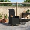 vidaXL Liegestuhl mit Teeteller Schwarz 62 x 64 x 112 cm Poly-Rattan