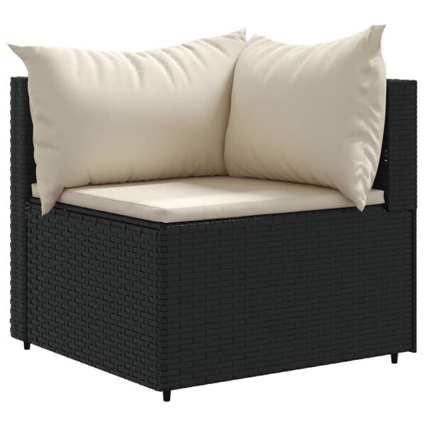vidaXL 10-tlg. Garten-Sofagarnitur mit Kissen Schwarz Poly Rattan