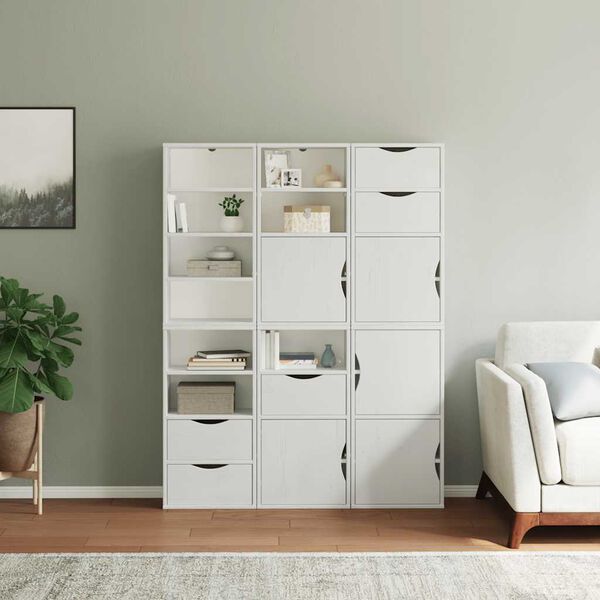 vidaXL Beistellschränke 6 Stk. ODDA Weiß 40x24x79 cm Massivholz Kiefer