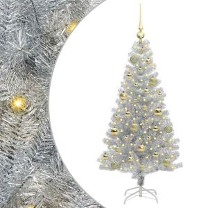 vidaXL Weihnachtsbaum mit 150 LEDs mit St&auml;nder Silber 120 cm PET