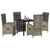 vidaXL Garten Essgruppe mit Kissen 5 pcs Grau Poly-Rattan