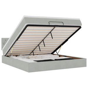 vidaXL Ottoman-Bett mit Matratze & LEDs Hellgrau 160x200 cm Samt