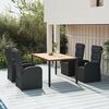 vidaXL 5-tlg. Garten-Essgruppe mit Kissen Schwarz Poly Rattan