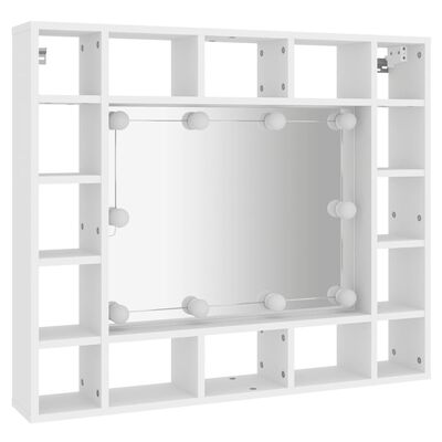 vidaXL Spiegelschrank mit LED Weiß 91x15x76,5 cm