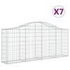 vidaXL Gabionen mit Hochbogen 7 Stk. 200x30x80/100 cm Verzinktes Eisen