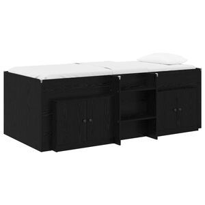 vidaXL Loft Bettgestell mit Schrank 3 stk. Schwarz Holzwerkstoff