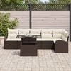 vidaXL Garten-Sofa-Set mit Kissen 7 pcs Braun und Creme Poly-Rattan