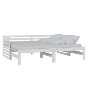 vidaXL Ausziehbares Tagesbett Wei&szlig; Massivholz Kiefer 2x(90x200) cm