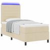vidaXL Boxspringbett mit Matratze mit LED Creme 90 x 200 cm Stoff