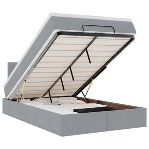 vidaXL Ottoman-Bett mit Matratze & LEDs Hellgrau 120x190 cm Stoff