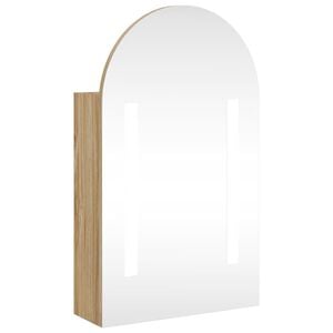 vidaXL Spiegelschrank mit LED-Beleuchtung Gew&ouml;lbt Eichenoptik