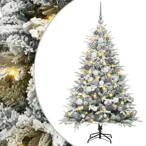 vidaXL K&uuml;nstlicher vorbeleuchteter Weihnachtsbaum mit Kugelset Gr&uuml;n