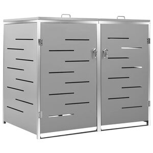 vidaXL M&uuml;lltonnenbox f&uuml;r 2 Tonnen 138x77,5x115 cm Edelstahl