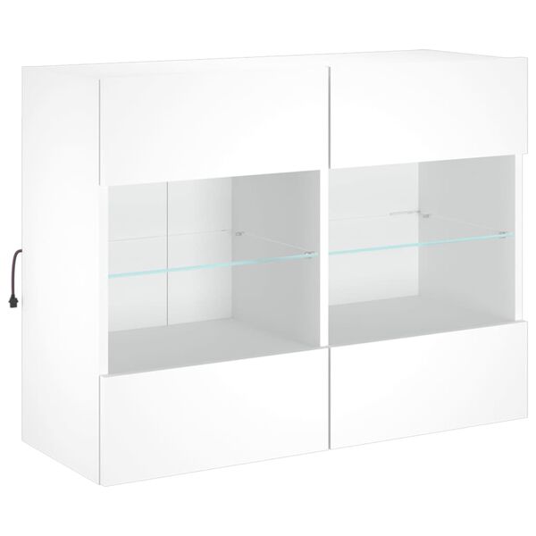 vidaXL TV-Wandschrank mit LED-Leuchten Weiß 78,5x30x60,5 cm