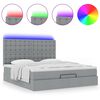 vidaXL Ottoman-Bett mit Matratze & LEDs Hellgrau 180x200 cm Stoff