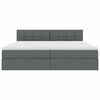 vidaXL Bett mit Stauraum und LED mit LED Dunkelgrau 200 x 200 cm Stoff