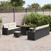 vidaXL Garten-Sofa-Set mit Kissen 10 pcs Schwarz und Creme