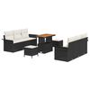 vidaXL Garten-Sofa-Set mit Kissen mit Speicher 9 pcs Schwarz und Creme