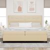 vidaXL Boxspringbett mit Matratze Creme 200 x 200 cm Stoff