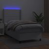 vidaXL Boxspringbett mit Matratze & LED Weiß 100x200 cm Kunstleder